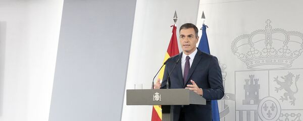 El presidente del Gobierno de España, Pedro Sánchez, en una comparecencia desde La Moncloa - Sputnik Mundo