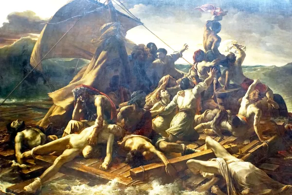 La balsa de la Medusa representa el momento posterior al naufragio de la fragata naval francesa Méduse La balsa de la Medusa representa el momento posterior al naufragio de la fragata naval francesa Méduse - Sputnik Mundo