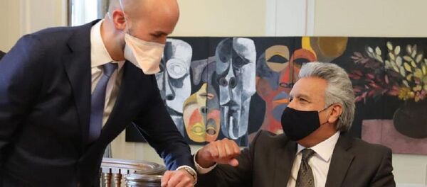 El presidente de Ecuador, Lenín Moreno, con el director Senior para el Hemisferio Occidental del Consejo de Seguridad Nacional de EEUU, Juan González - Sputnik Mundo