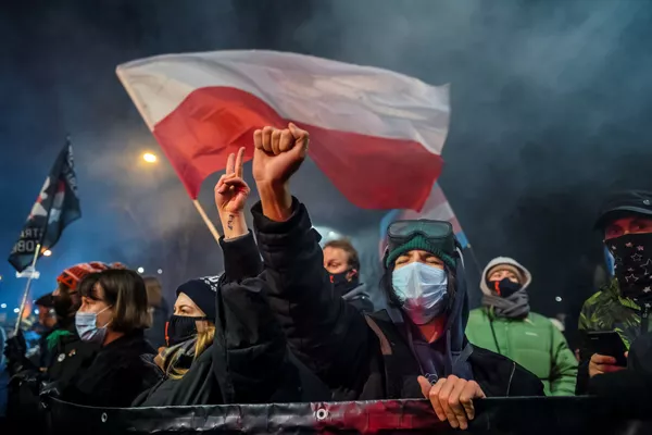 Una protesta contra la prohibición del aborto en Polonia. Una protesta contra la prohibición del aborto en Polonia. - Sputnik Mundo