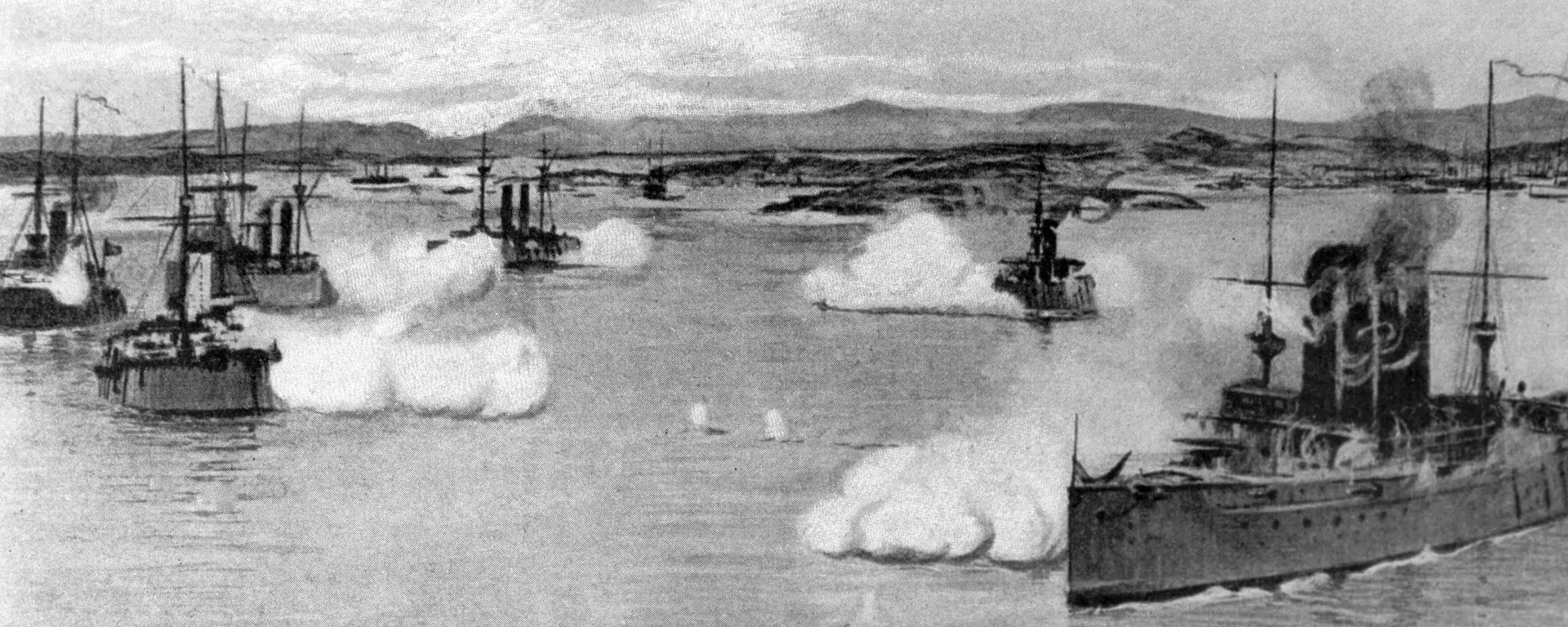 Variag y Koreets participan en una batalla naval contra los buques japoneses Variag y Koreets participan en una batalla naval contra los buques japoneses - Sputnik Mundo, 1920, 09.02.2021