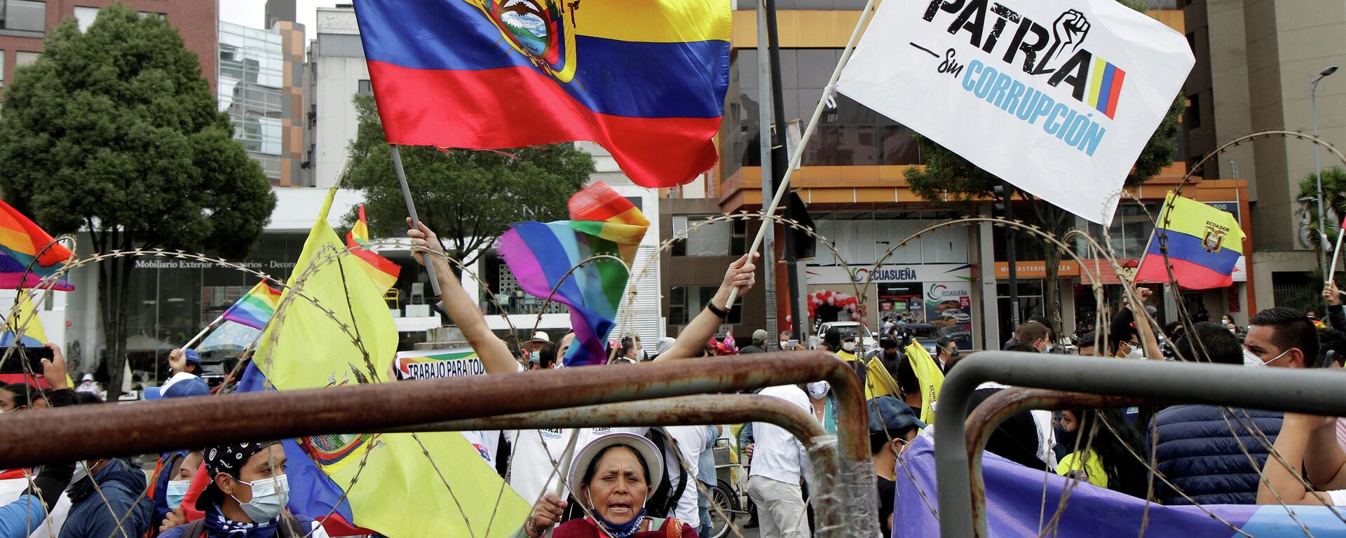 Seguidores de Perez y Lasso frente al Consejo Nacional Electoral del Ecuador - Sputnik Mundo, 1920, 15.02.2021