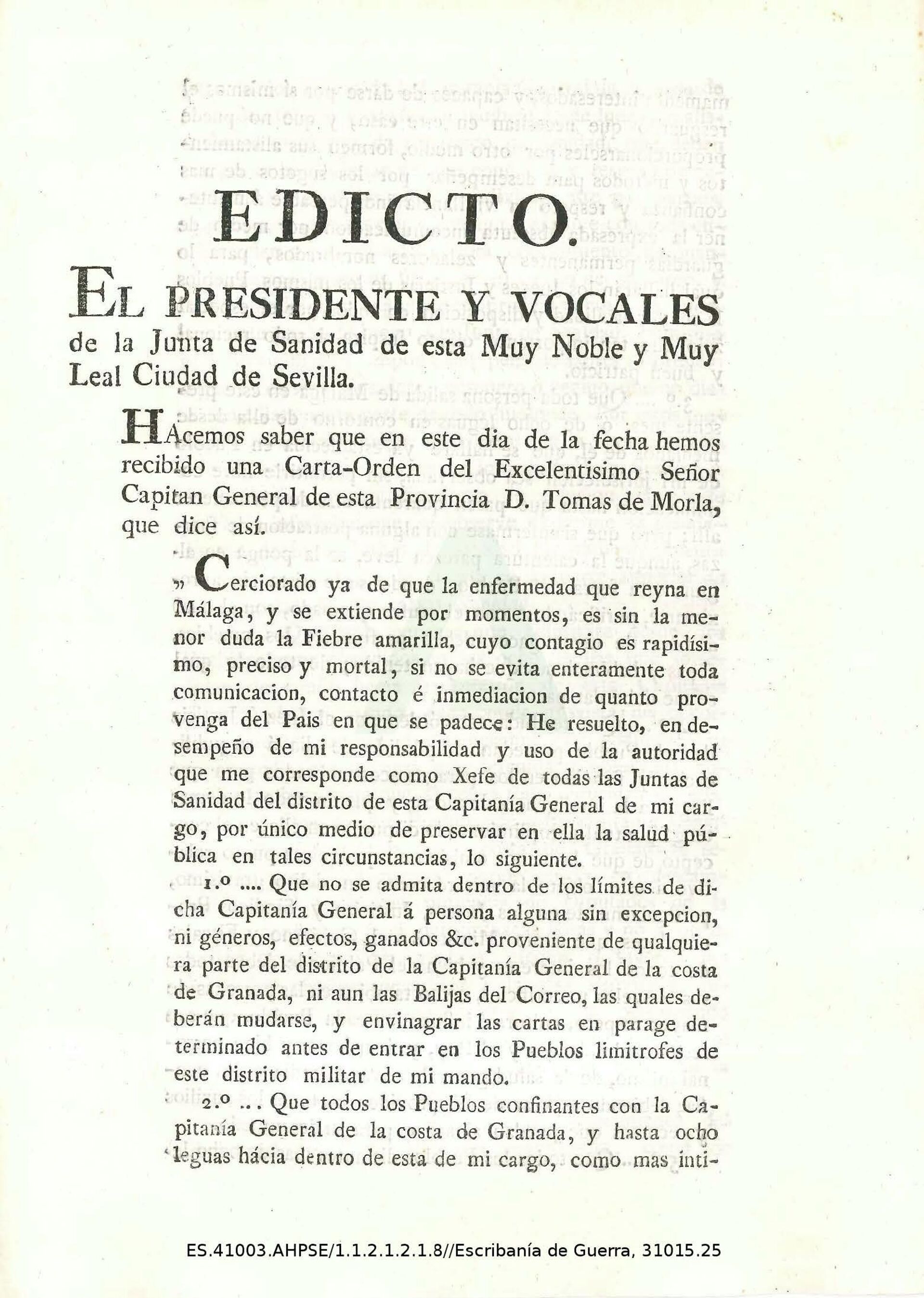 Edicto del Presidente y vocales de la Junta de Sanidad de Sevilla Edicto del Presidente y vocales de la Junta de Sanidad de Sevilla - Sputnik Mundo, 1920, 16.02.2021