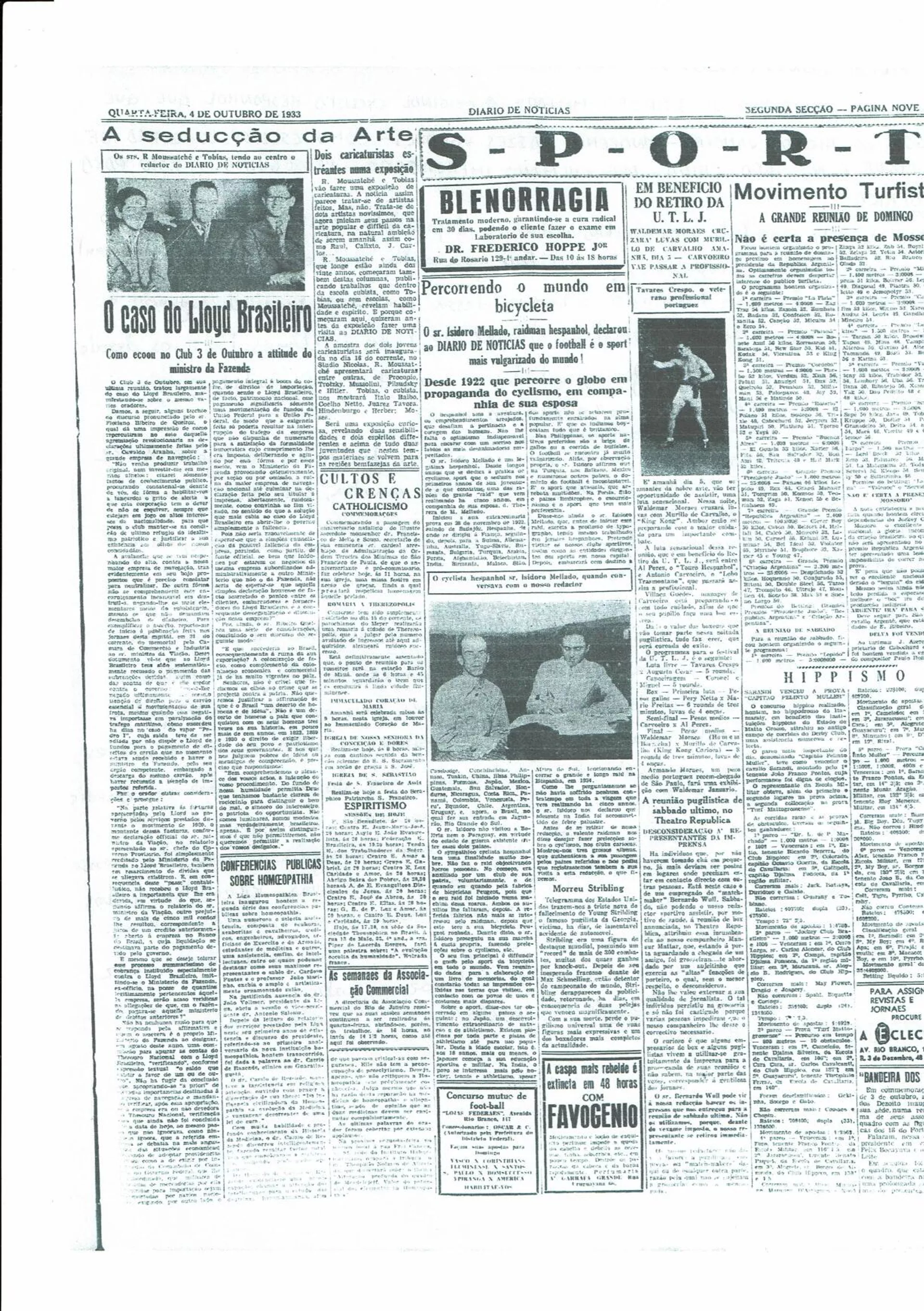 Recorte de un periódico brasileño en el que se documenta el viaje de Isidoro Mellado Recorte de un periódico brasileño en el que se documenta el viaje de Isidoro Mellado - Sputnik Mundo, 1920, 18.02.2021