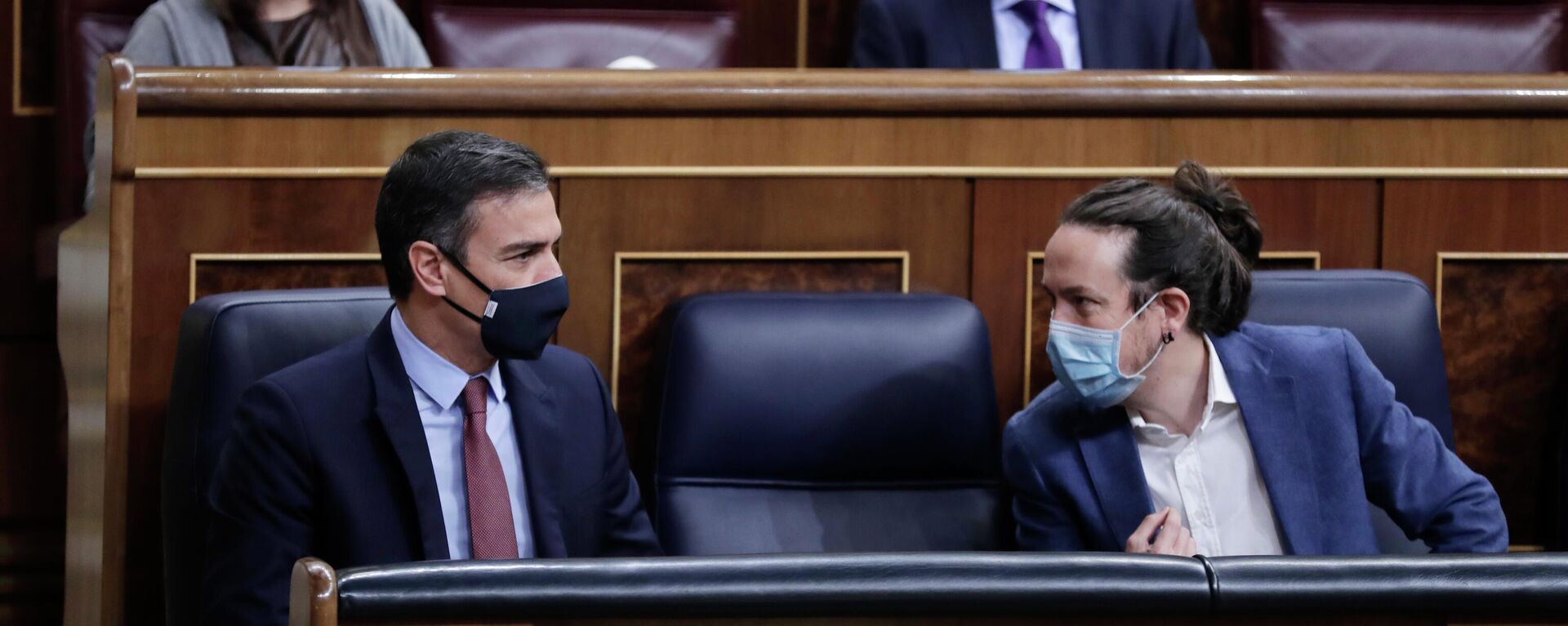 Pedro Sánchez y Pablo Iglesias en el Congreso.  - Sputnik Mundo, 1920, 17.03.2021