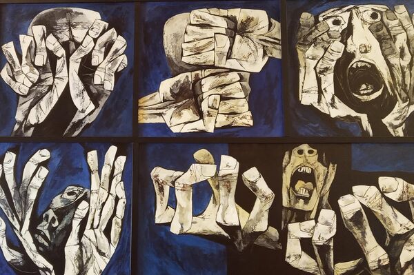 Fragmento de la obra sobre las manos, en la Capilla Fragmento de la obra sobre las manos, en la Capilla - Sputnik Mundo