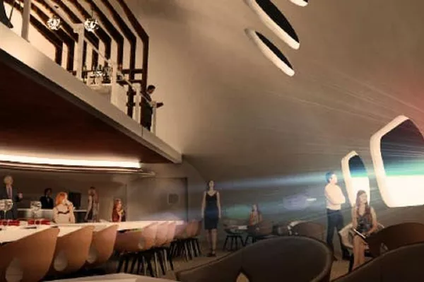 Un restaurante del hotel Voyager Station que ofrece comida espacial Un restaurante del hotel Voyager Station que ofrece comida espacial - Sputnik Mundo