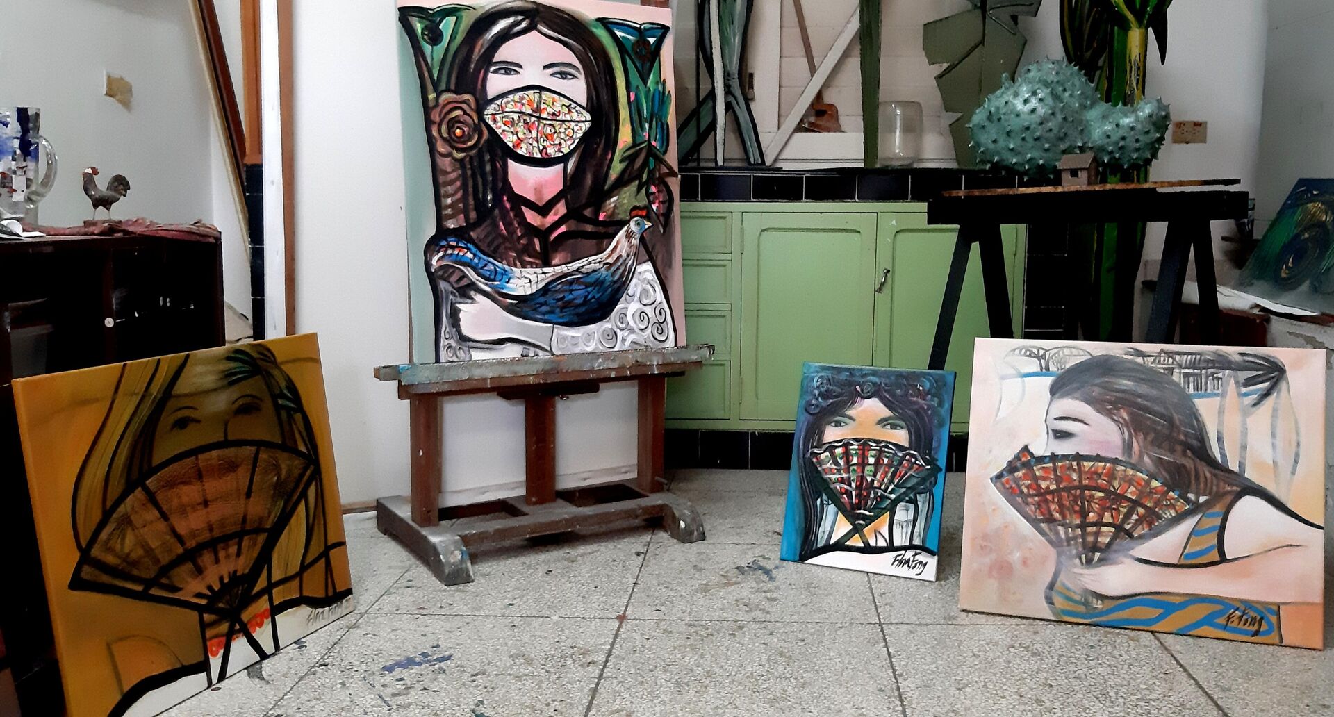 Serie 'Nasobuqueñas', inspirada en la mujer cubana y realizada por la pintora Flora Fong - Sputnik Mundo, 1920, 08.03.2021