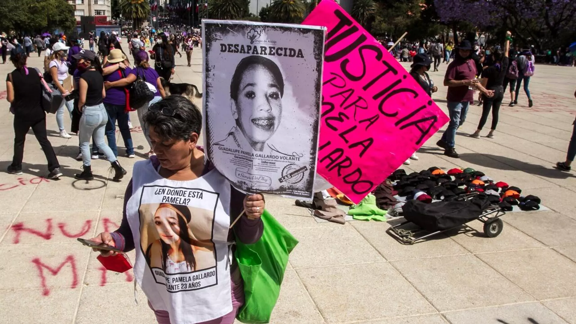 María del Carmen Volante durante la marcha del 8 de marzo del 2021 en la Ciudad de México