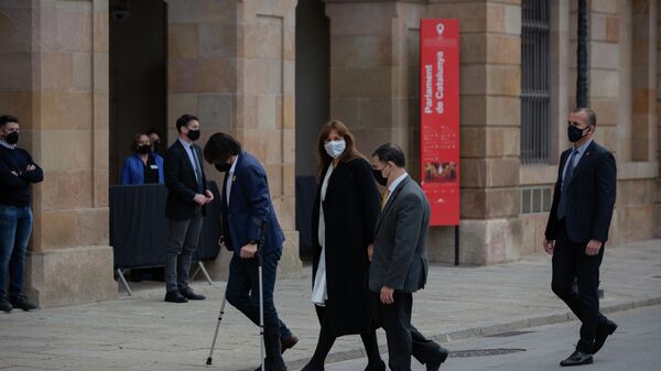 Laura Borràs a su llegada al Auditorio del Parlamento de Cataluña - Sputnik Mundo