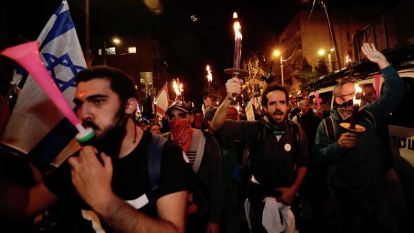 Una protesta antigubernamental en Jerusalén, foto de archivo - Sputnik Mundo