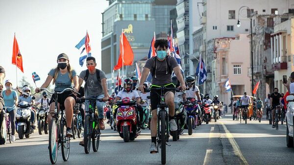 Manifestación contra el bloqueo de EEUU a Cuba en La Habana - Sputnik Mundo