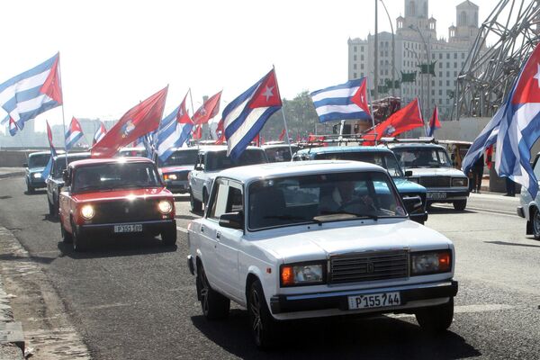 Manifestación contra el bloqueo de EEUU a Cuba en La Habana - Sputnik Mundo