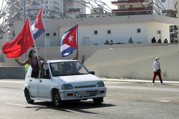 Manifestación contra el bloqueo de EEUU a Cuba en La Habana - Sputnik Mundo