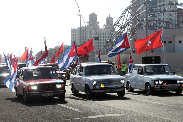 Manifestación contra el bloqueo de EEUU a Cuba en La Habana - Sputnik Mundo