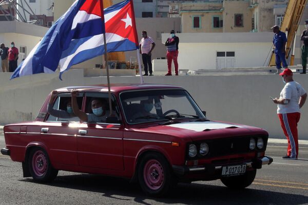 Manifestación contra el bloqueo de EEUU a Cuba en La Habana - Sputnik Mundo