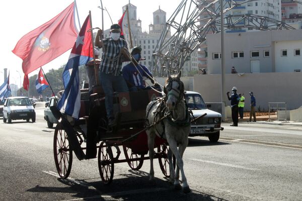 Manifestación contra el bloqueo de EEUU a Cuba en La Habana - Sputnik Mundo