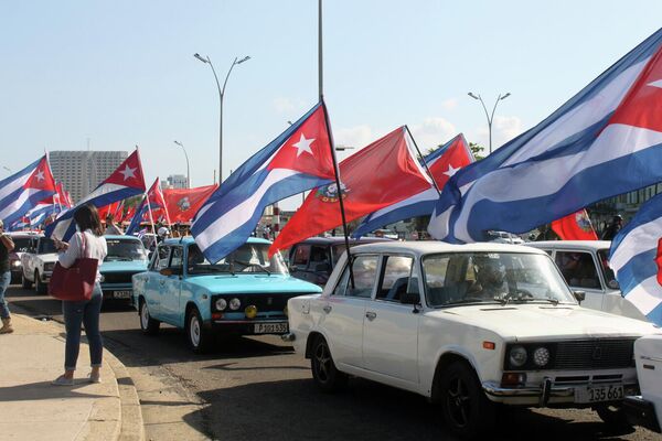 Manifestación contra el bloqueo de EEUU a Cuba en La Habana - Sputnik Mundo