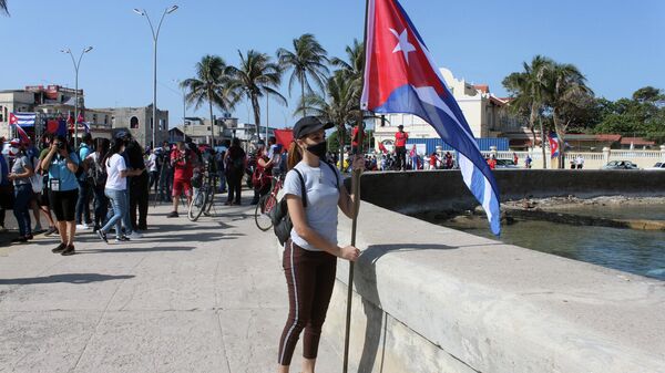 Manifestación contra el bloqueo de EEUU a Cuba en La Habana - Sputnik Mundo