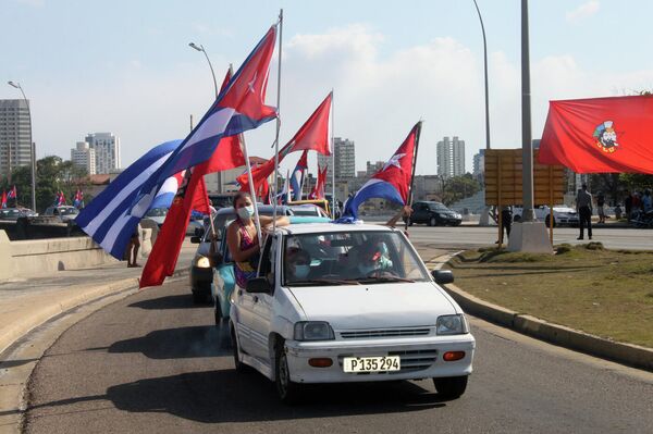 Manifestación contra el bloqueo de EEUU a Cuba en La Habana - Sputnik Mundo