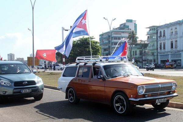 Manifestación contra el bloqueo de EEUU a Cuba en La Habana - Sputnik Mundo