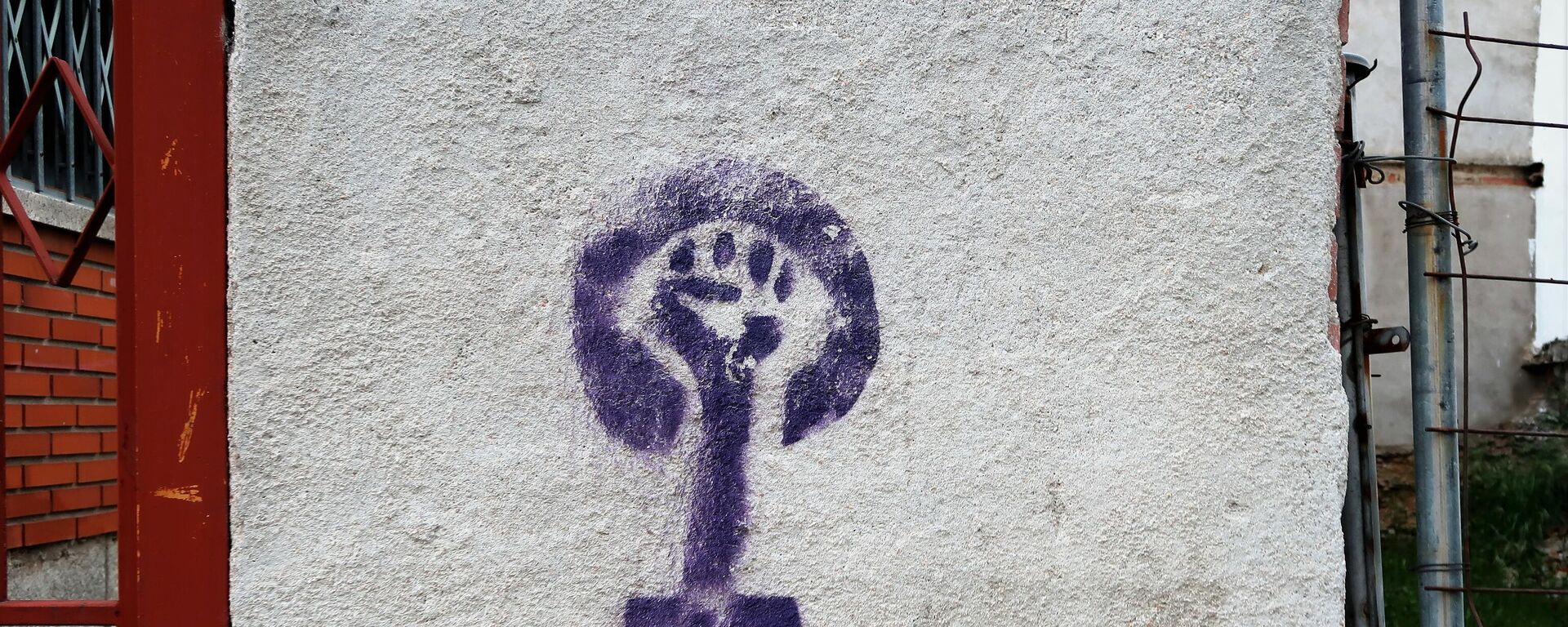 Pintada feminista en una pared de Bustarviejo, localidad del norte de Madrid - Sputnik Mundo, 1920, 07.06.2022