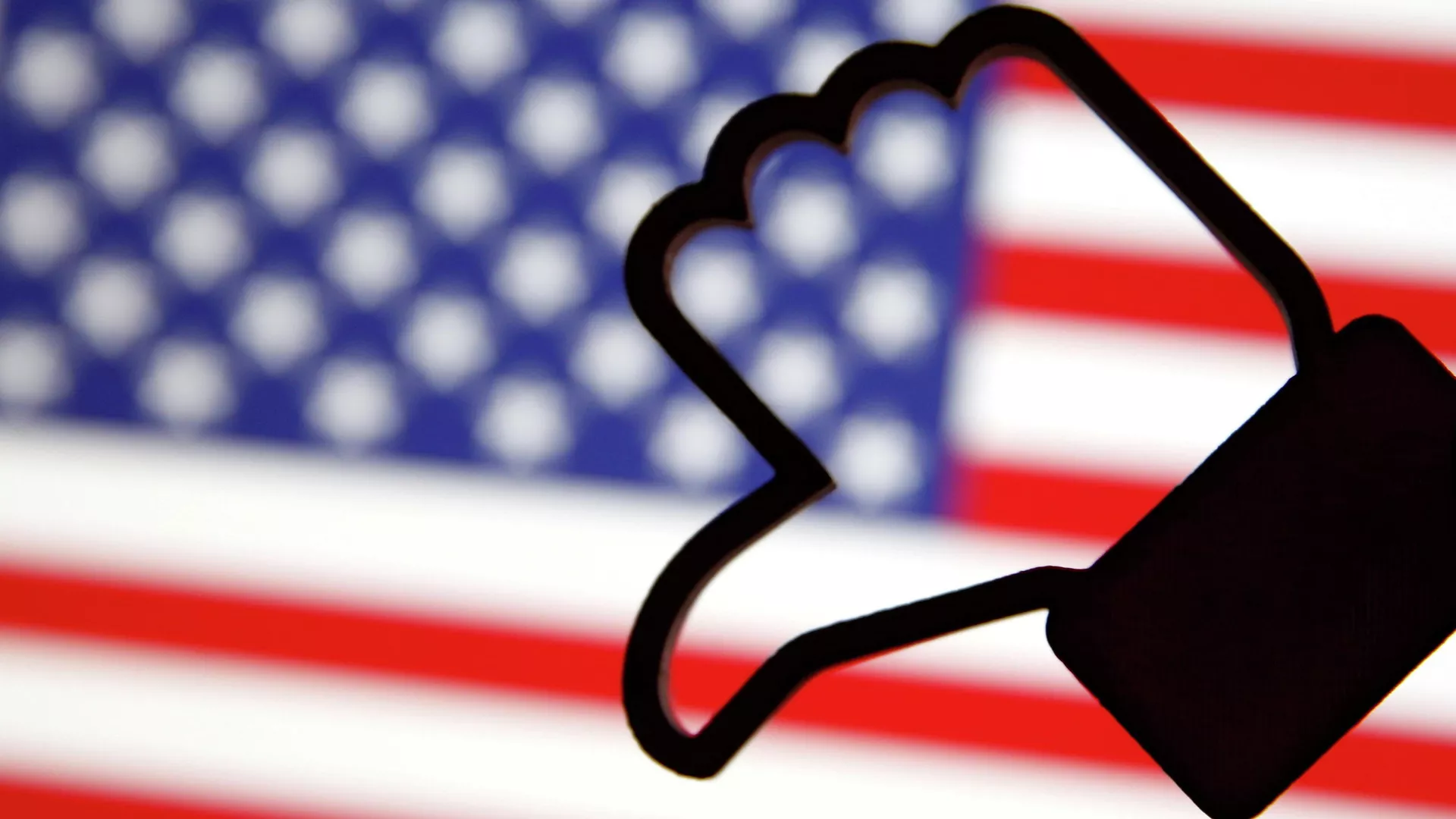 Símbolo de Me gusta en Facebook y bandera de EEUU