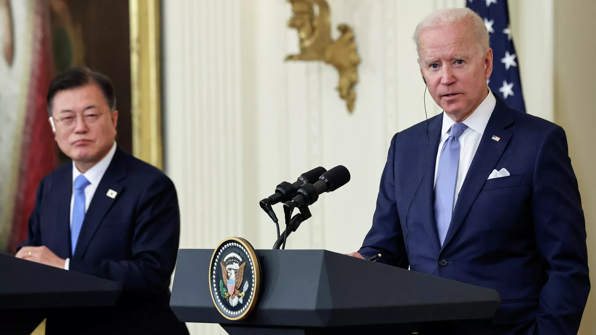 El presidente estadounidense Joe Biden durante una rueda de prensa conjunta con el presidente Moon Jae-in El presidente estadounidense Joe Biden durante una rueda de prensa conjunta con el presidente Moon Jae-in