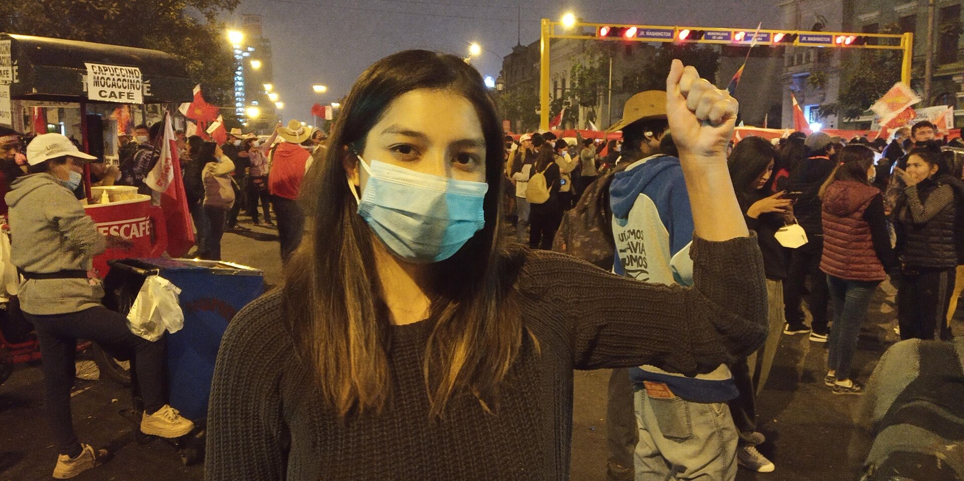 Melissa Becerra en la vigilia en apoyo a Pedro Castillo - Sputnik Mundo, 1920, 10.06.2021