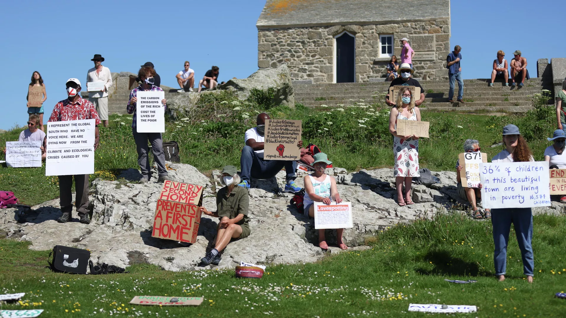 Una protesta contra la cumbre del G7 en Cornualles, el Reino Unido