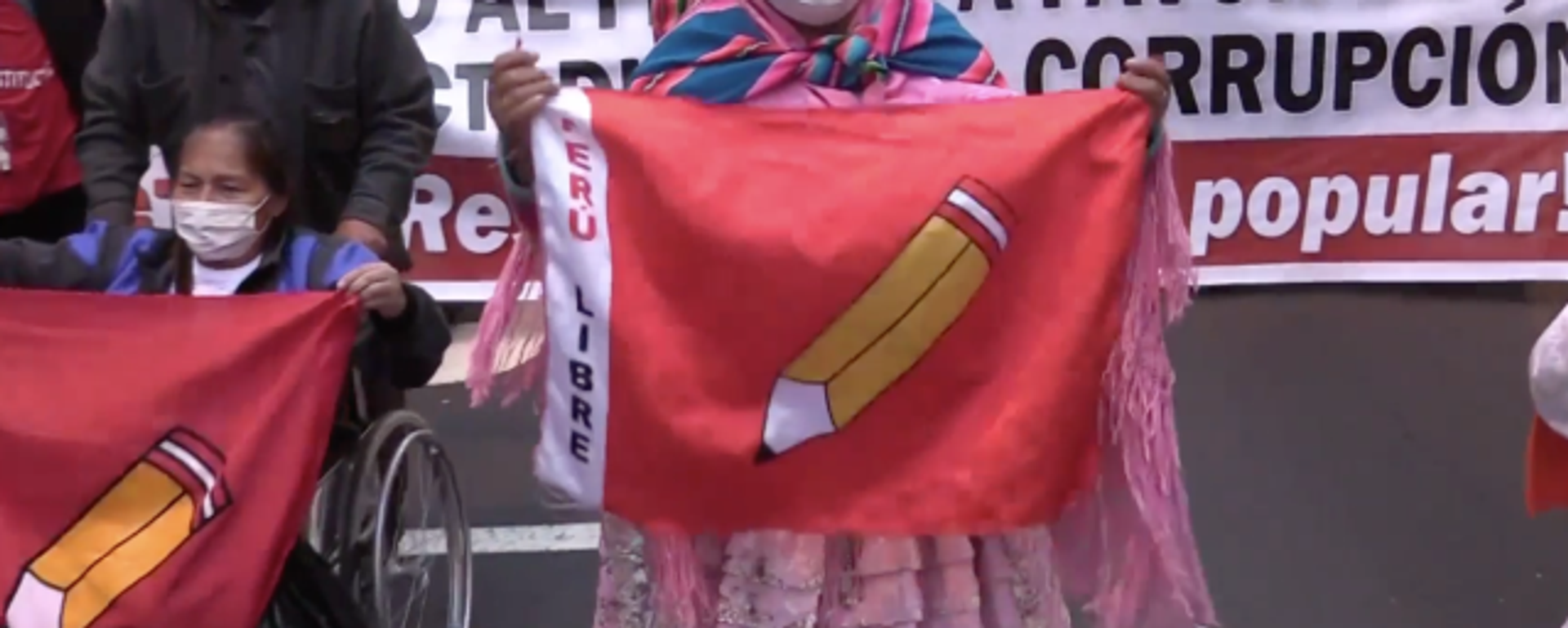 Partidarios de Castillo denuncian las acusaciones de fraude electoral en una marcha en Lima Partidarios de Castillo denuncian las acusaciones de fraude electoral en una marcha en Lima - Sputnik Mundo, 1920, 15.06.2021