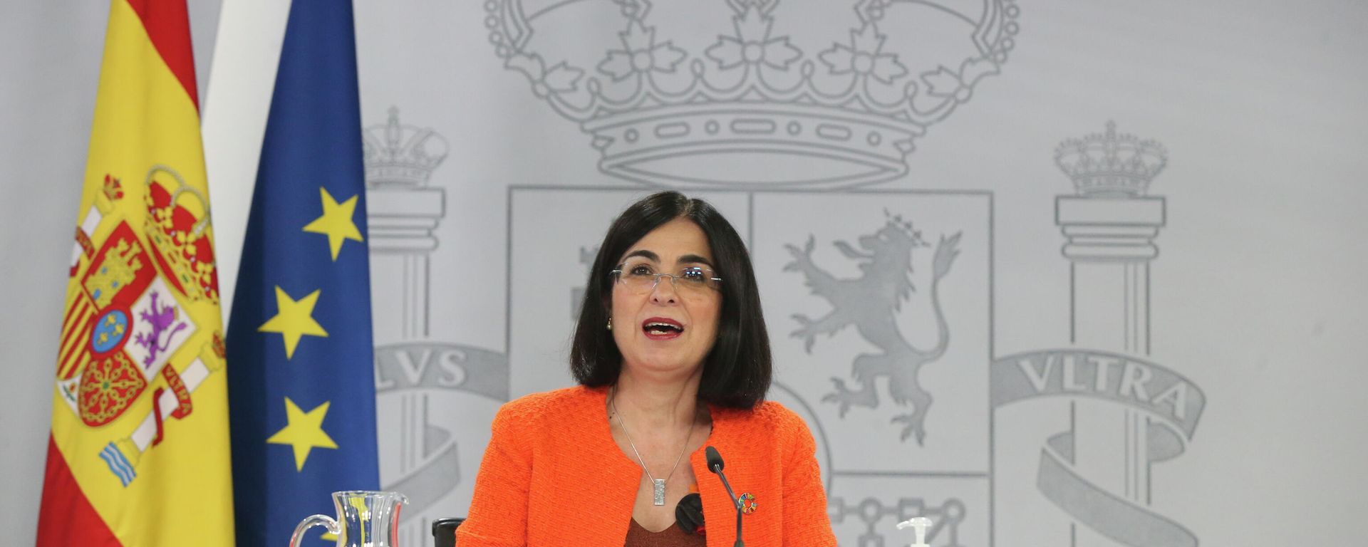 La ministra de Sanidad, Carolina Darias, durante la rueda de prensa posterior al Consejo Interterritorial de Salud La ministra de Sanidad, Carolina Darias, durante la rueda de prensa posterior al Consejo Interterritorial de Salud - Sputnik Mundo, 1920, 23.07.2021