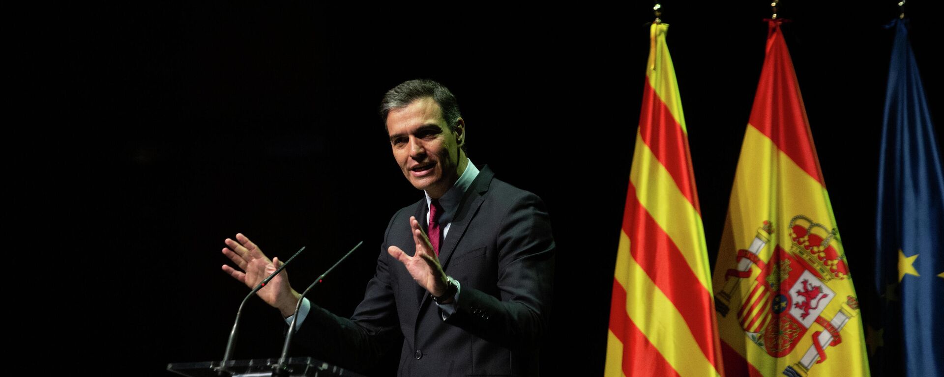 El presidente del Gobierno, Pedro Sánchez, durante la conferencia 'Reencuentro: un proyecto de futuro para toda España' - Sputnik Mundo, 1920, 21.06.2021