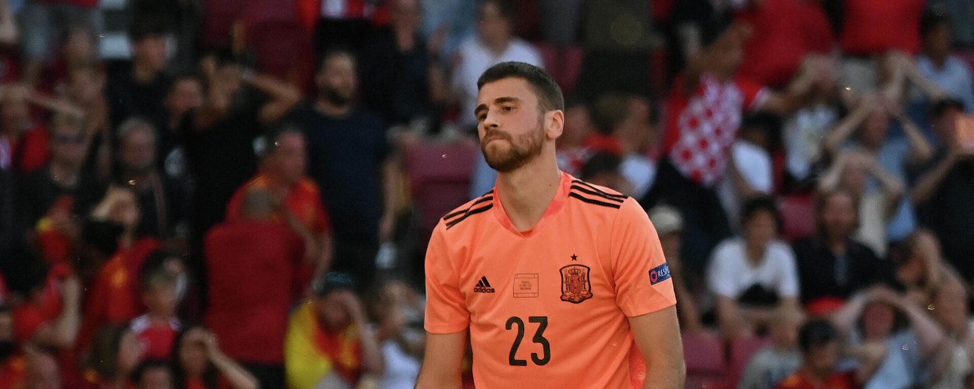 El portero de España, Unai Simón, durante el partido contra Croacia en la Eurocopa de 2021 - Sputnik Mundo, 1920, 28.06.2021