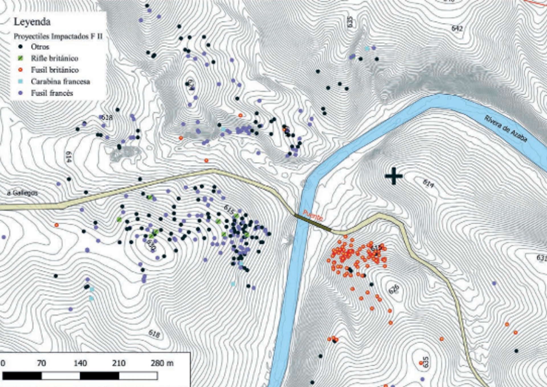 Mapa de la posición de las balas impactadas de británicos y franceses - Sputnik Mundo, 1920, 29.07.2021