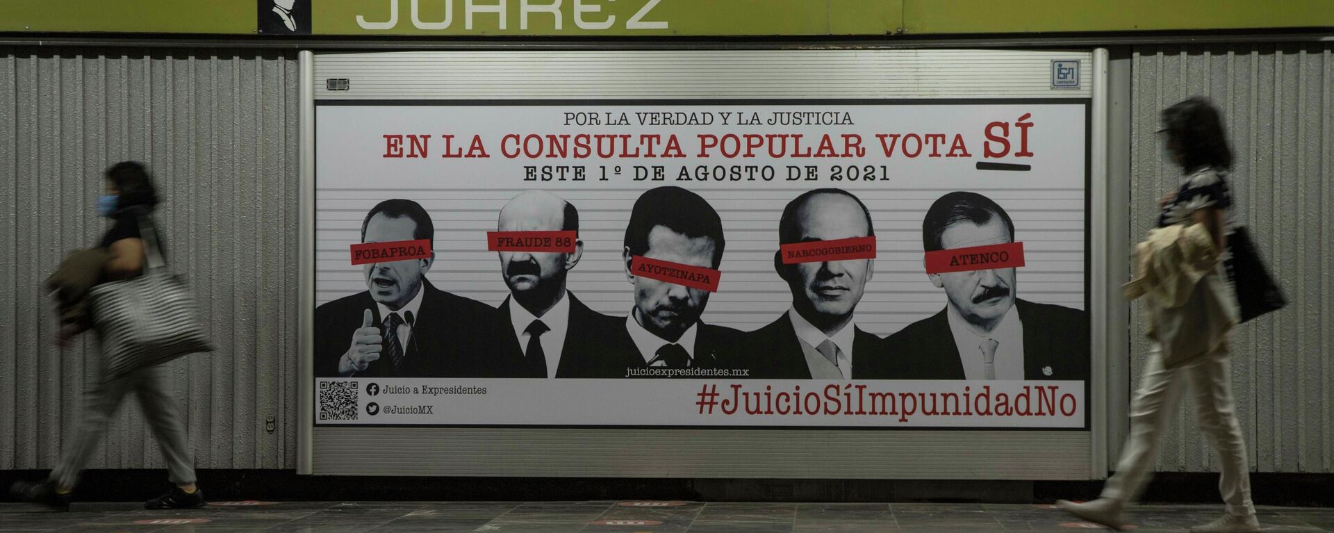 La consulta popular para preguntar a la ciudadanía si se debe emprender o no un proceso de esclarecimiento de las decisiones políticas tomadas de 1988 a 2018 por los expresidentes mexicanos Enrique Peña Nieto, Felipe Calderón, Vicente Fox, Carlos Salinas de Gortari y Ernesto Zedillo, Ciudad de México, el 31 de julio de 2021 - Sputnik Mundo, 1920, 21.12.2021