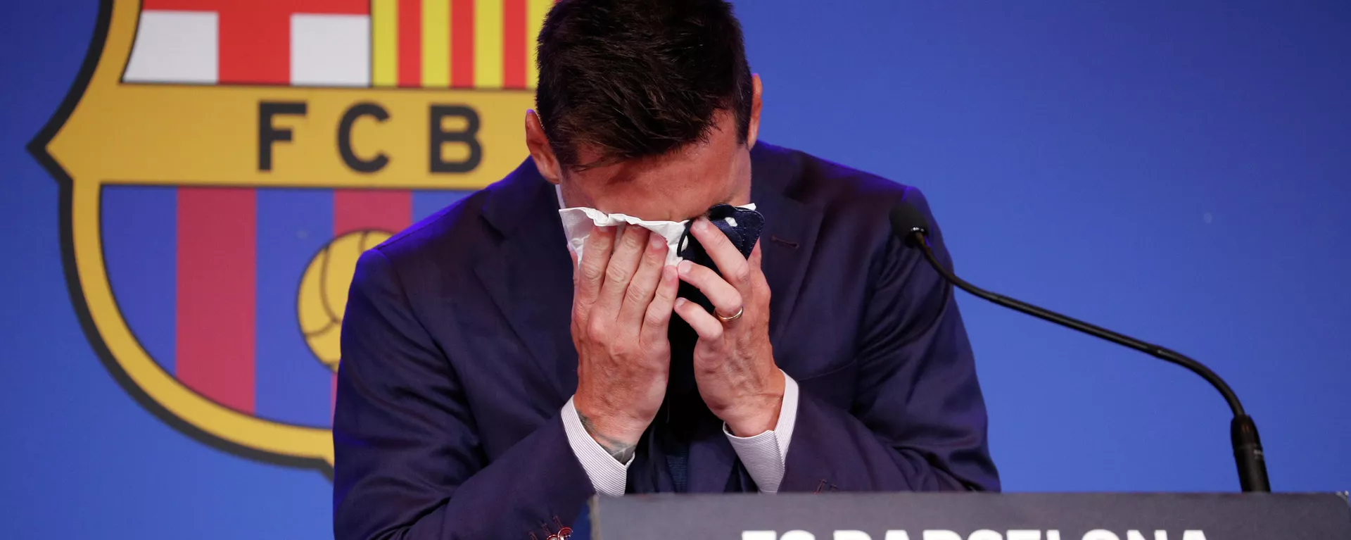 Lionel Messi durante la rueda de prensa tras su salida del FC Barcelona Lionel Messi durante la rueda de prensa tras su salida del FC Barcelona - Sputnik Mundo, 1920, 08.08.2021
