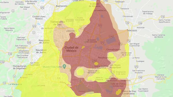 Mapa de la intensidad sísmica en la CDMX.  - Sputnik Mundo
