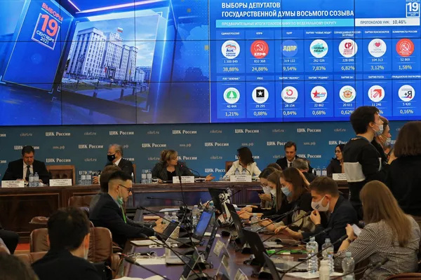 El Comité Electoral de Rusia anuncia los resultados preliminares de las elecciones parlamentarias federales en su sede central en Moscú. El Comité Electoral de Rusia anuncia los resultados preliminares de las elecciones parlamentarias federales en su sede central en Moscú. - Sputnik Mundo