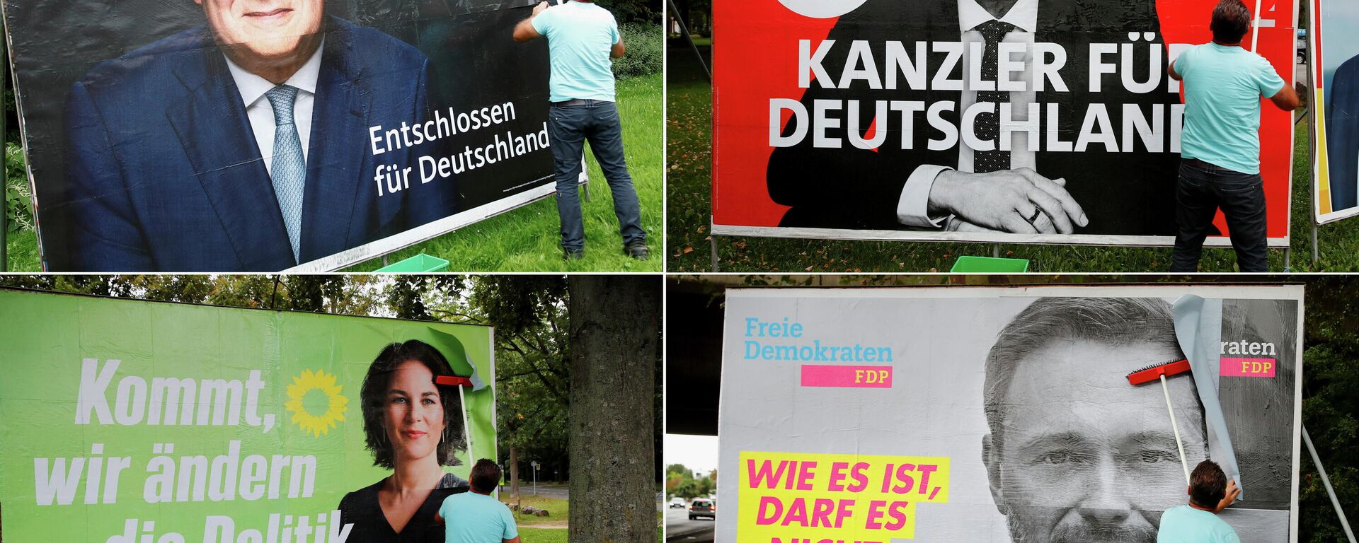 Carteles de los principales candidatos de Alemania para las elecciones parlamentarias del 26 de septiembre colocados en grandes paneles - Sputnik Mundo, 1920, 26.09.2021