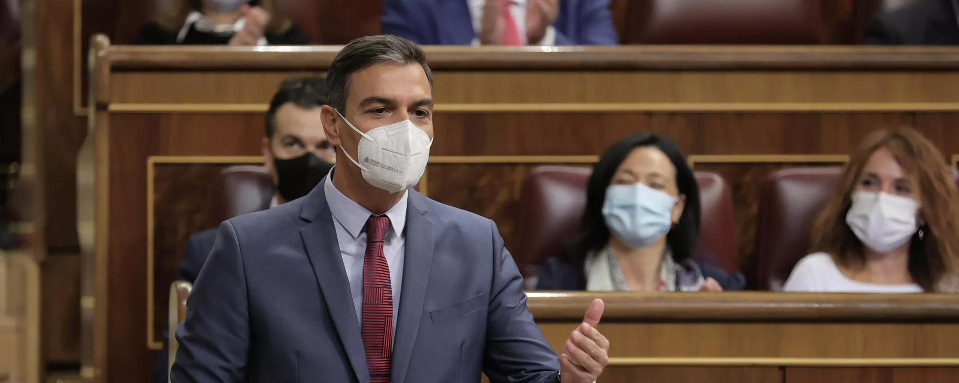 El presidente del Gobierno, Pedro Sánchez, en la sesión de control al Gobierno en el Congreso de los Diputados El presidente del Gobierno, Pedro Sánchez, en la sesión de control al Gobierno en el Congreso de los Diputados - Sputnik Mundo, 1920, 29.09.2021