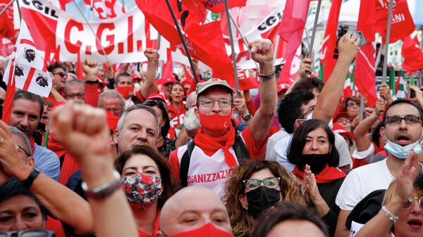 Manifestación antifascista en Roma - Sputnik Mundo