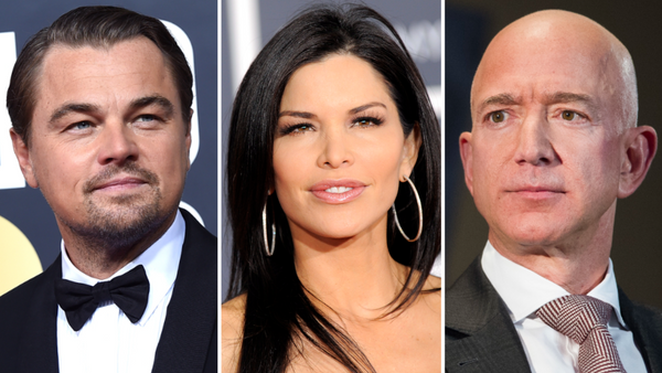 Leonardo DiCaprio, Lauren Sanchez y Jeff Bezos - Sputnik Mundo