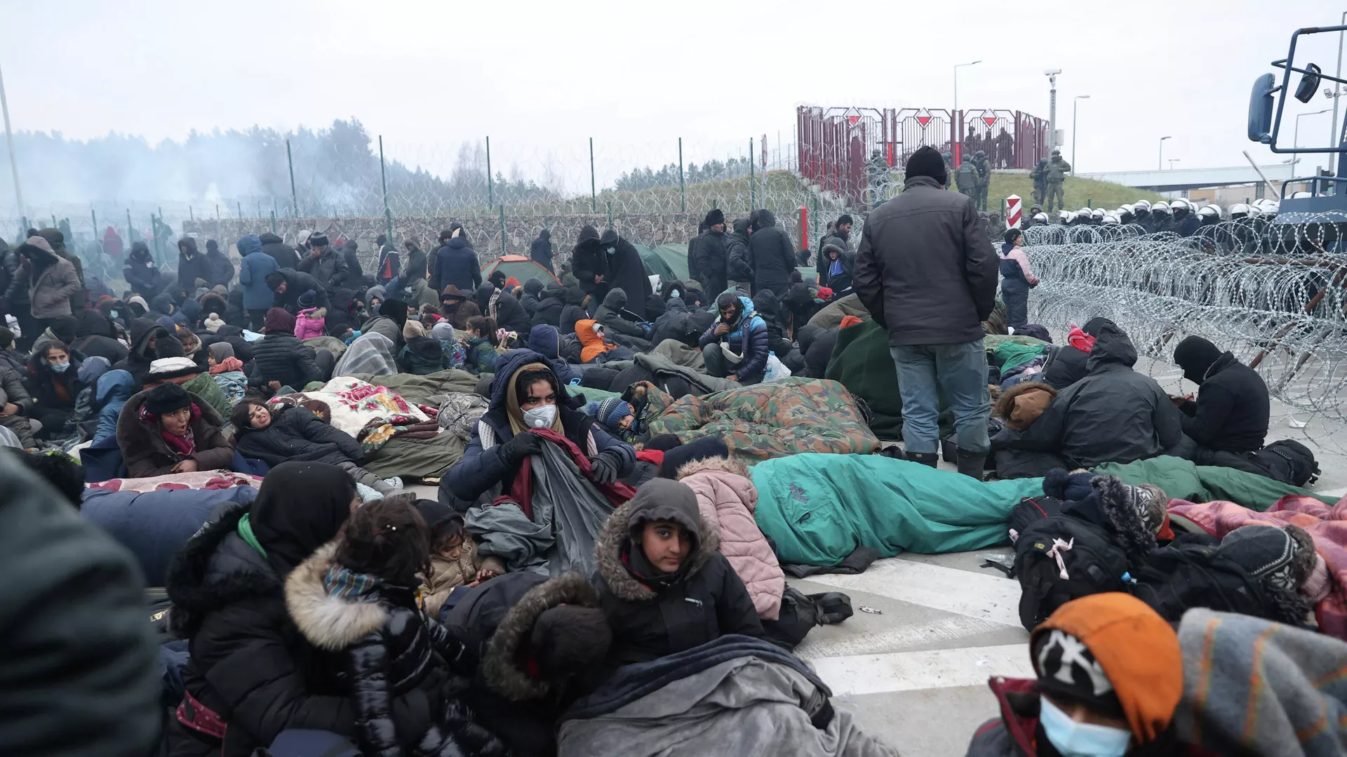 Migrantes en la frontera entre Bielorrusia y Polonia
