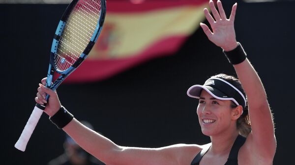 Garbiñe Muguruza tras el partido de semifinales del Torneo de Maestras ante Paula Badosa (Guadalajara, México) - Sputnik Mundo