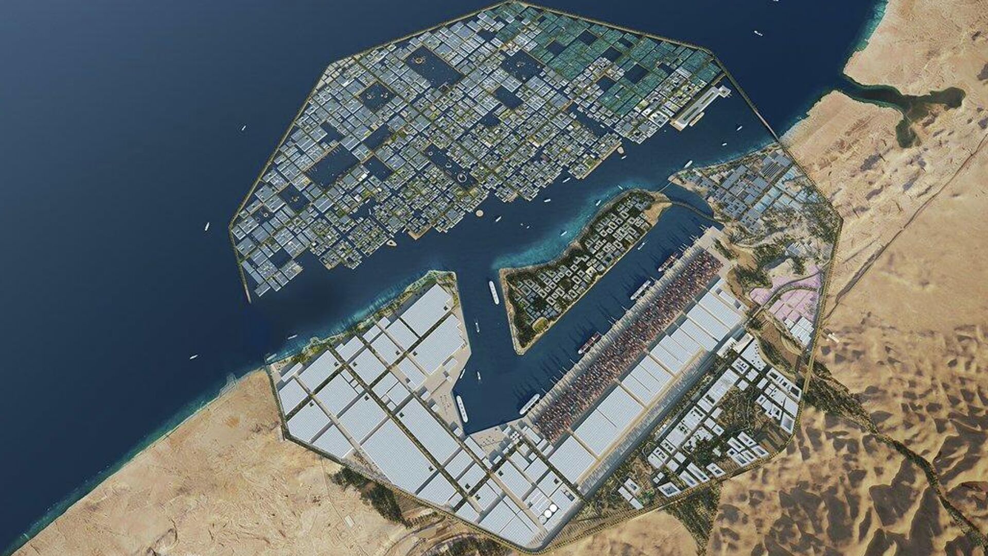 Polígono industrial Oxagon en la innovadora ciudad de Neom Polígono industrial Oxagon en la innovadora ciudad de Neom - Sputnik Mundo, 1920, 18.11.2021