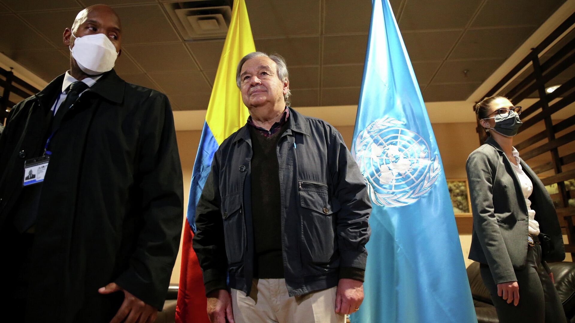 El secretario general de la Organización de las Naciones Unidas (ONU), António Guterres, realiza una visita de dos días a Colombia para conmemorar los cinco años de la firma del Acuerdo Final de Paz entre el Estado y la guerrilla de las FARC El secretario general de la Organización de las Naciones Unidas (ONU), António Guterres, realiza una visita de dos días a Colombia para conmemorar los cinco años de la firma del Acuerdo Final de Paz entre el Estado y la guerrilla de las FARC - Sputnik Mundo, 1920, 24.11.2021