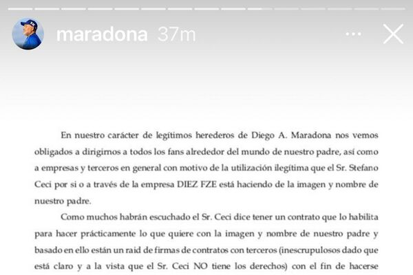 Comunicado de los hijos de Maradona - Sputnik Mundo