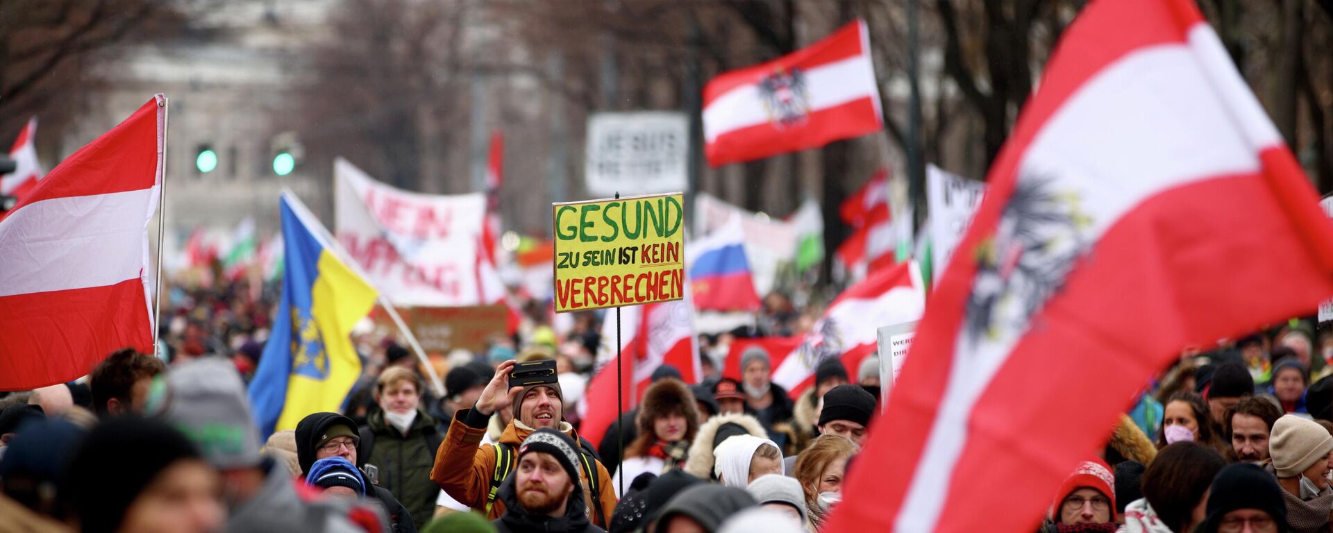 Protestas en Viena contra las restricciones por el COVID-19 Protestas en Viena contra las restricciones por el COVID-19 - Sputnik Mundo, 1920, 11.12.2021