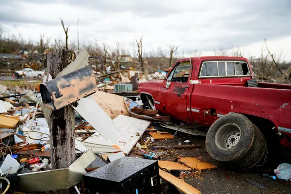 Así se veía Earlington, Kentucky, tras el paso del tornado. Así se veía Earlington, Kentucky, tras el paso del tornado. - Sputnik Mundo